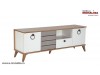 Comoda TV Living Modern finisaj alb si lemn Design Scandinav Lavin