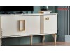 Comoda TV alba cu Detalii Auriu Design Modern pentru Living Perissa Gold PRS